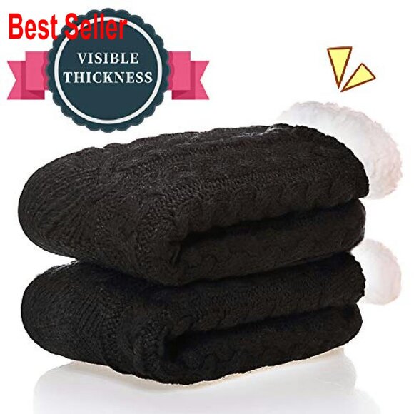 Fleece Lined Fuzzy Slipper Socks with Grippers Super Soft Cozy Winter Warm - Picture 4 of 8